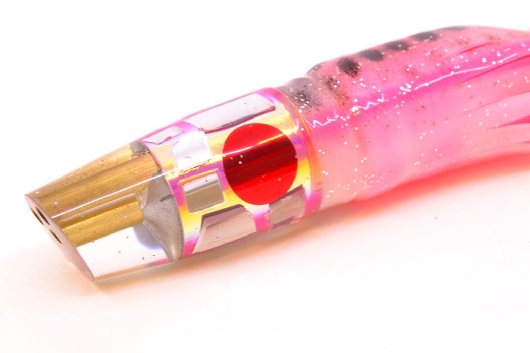 Tanigawa Lures Pink Rainbow Cracked Glass 2-Hole Slant 7" 9.6oz Skirted Black Dots/Pink GZE