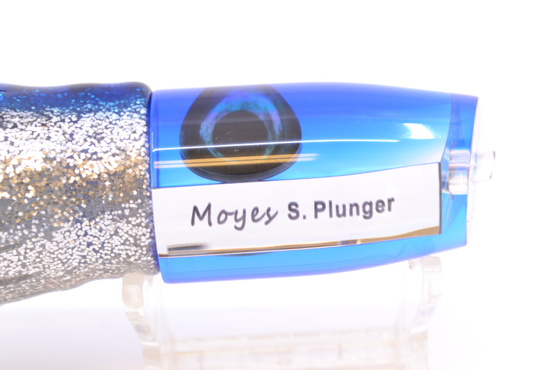 Moyes Lures Clear Mirrored Blue Back Small Plunger 9" 5oz Skirted Blue Aurora