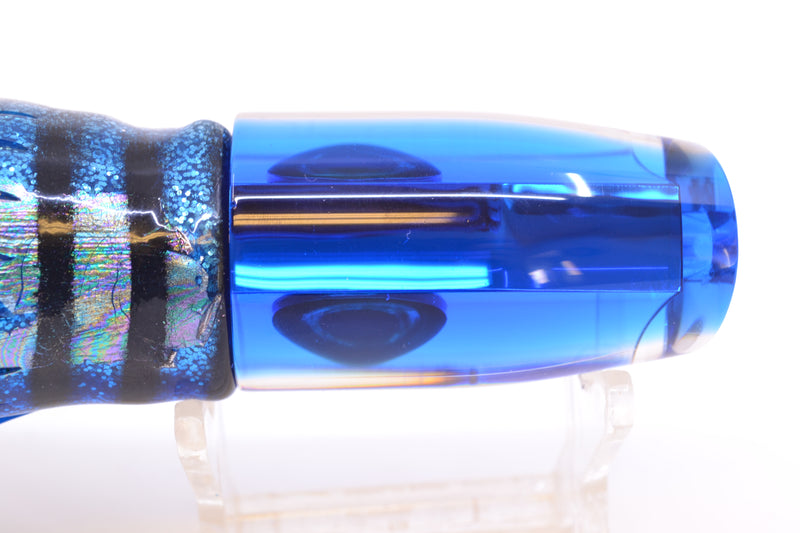 Moyes Lures Clear Mirrored Blue Back Small Plunger 9" 5oz Skirted Blue Aurora