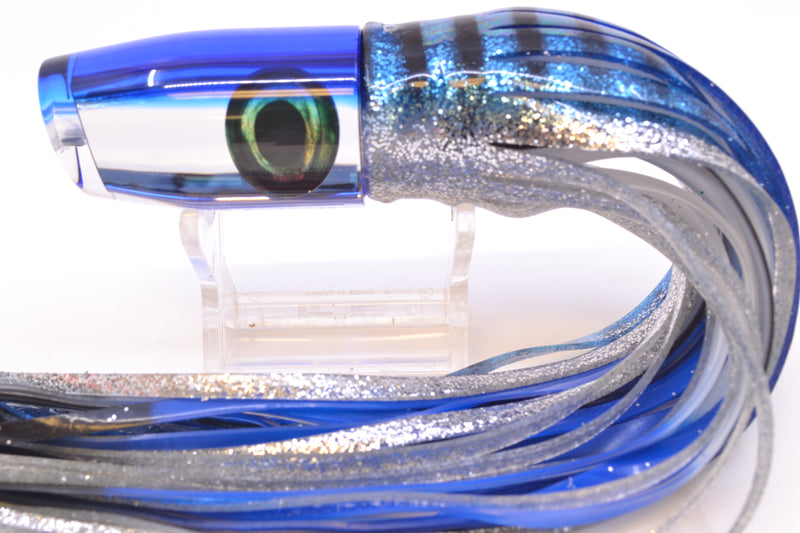 Moyes Lures Clear Mirrored Blue Back Small Plunger 9" 5oz Skirted Blue Aurora