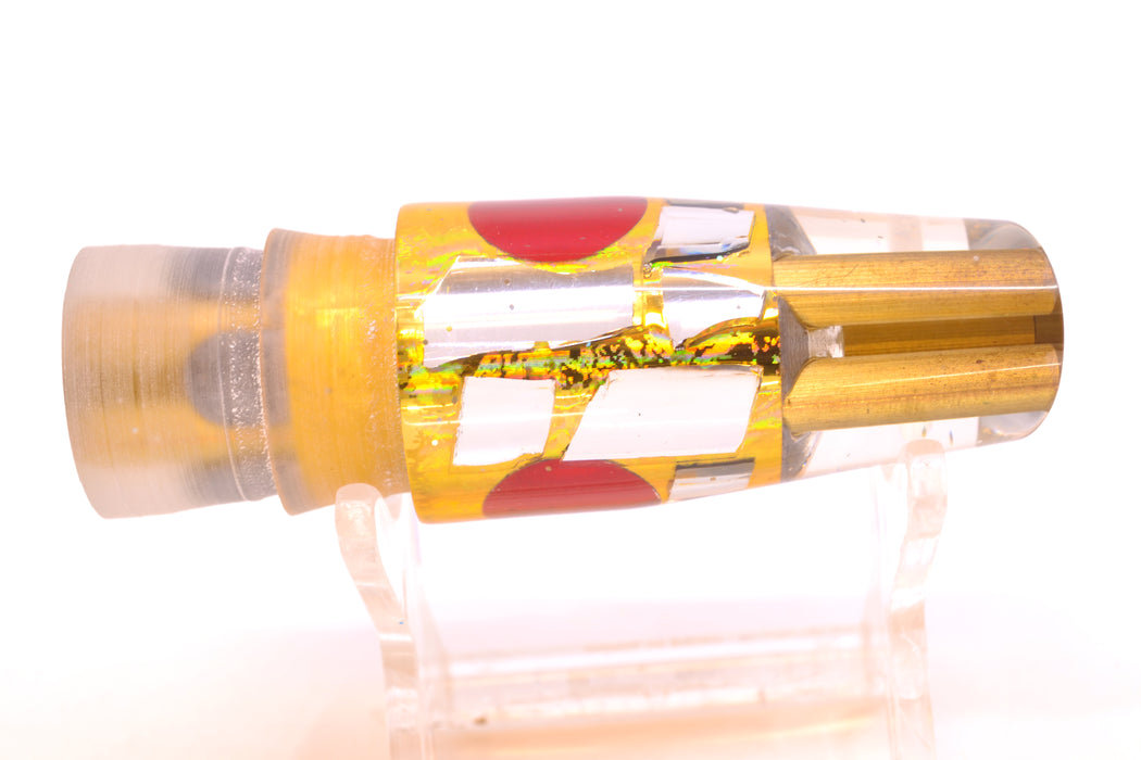 Tanigawa Lures Gold Aurora Cracked Glass Red Eyes 2-Hole Slant 7" 5oz GZE