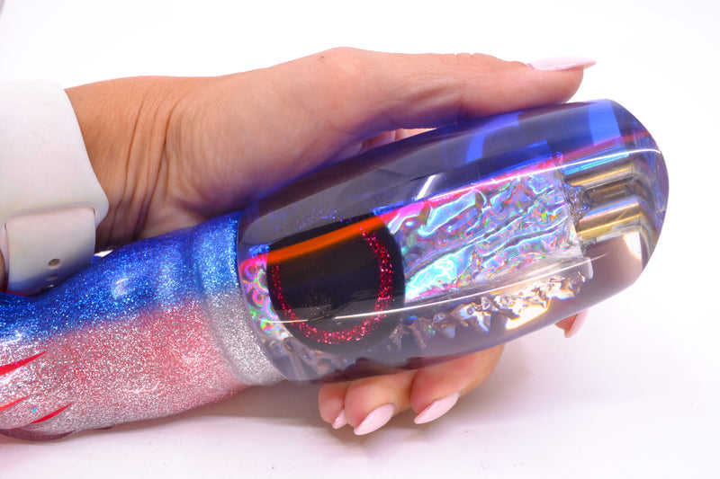 Coggin Lures Ice Rainbow Dichro Blue-Pink Back Tado Mauna Kea Scoop 14" 16oz Skirted