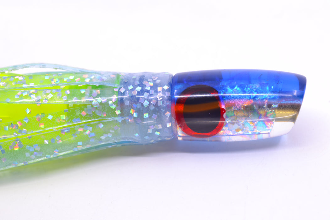 Coggin Lures Ice Rainbow Dichro Blue-Pink Back Tado Lo'ihi Peanut Slant 4.5" 1oz Skirted GZE