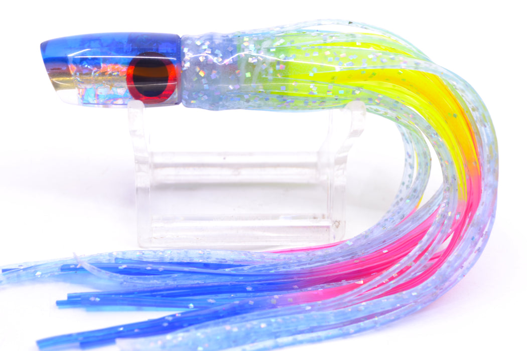 Coggin Lures Ice Rainbow Dichro Blue-Pink Back Tado Lo'ihi Peanut Slant 4.5" 1oz Skirted GZE