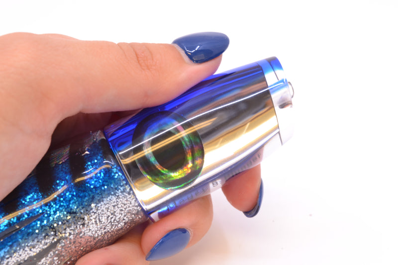 Moyes Lures Clear Mirrored Blue Back Small Plunger 9" 5oz Skirted Blue Aurora