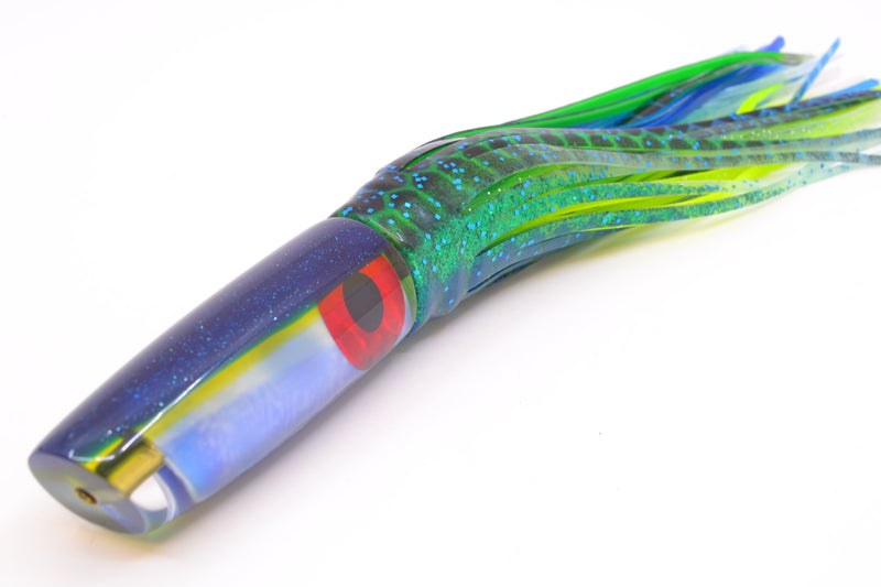 Coggin Lures Ice Blue Pearl Glass Blue-Yellow Back Malolo Flying Fish 7" 3oz Skirted