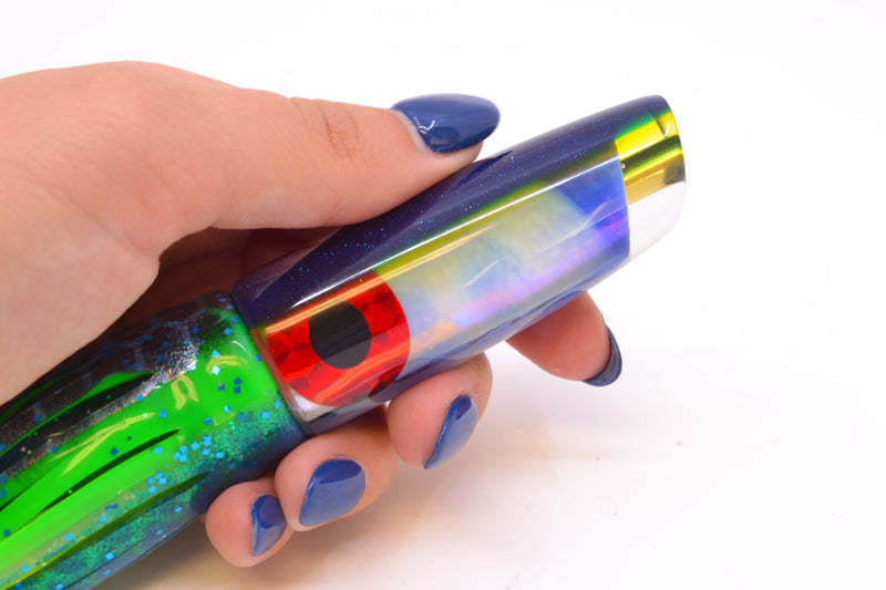Coggin Lures Ice Blue Pearl Glass Blue-Yellow Back Malolo Flying Fish 7" 3oz Skirted