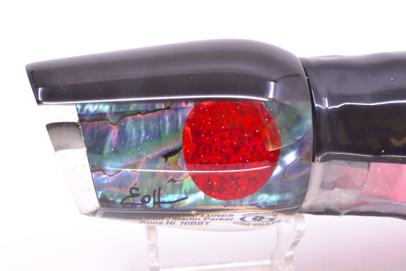 Marlin Magic Blue-Purple Abalone Black Back Red Eyes Hibby 14" 11oz Skirted Skipjack/Pink