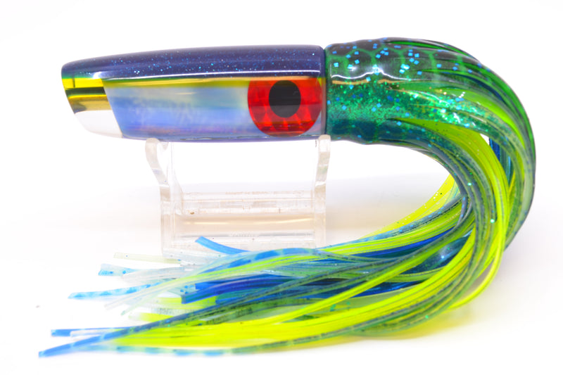 Coggin Lures Ice Blue Pearl Glass Blue-Yellow Back Malolo Flying Fish 7" 3oz Skirted
