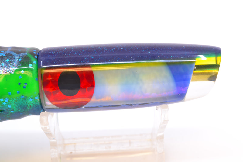 Coggin Lures Ice Blue Pearl Glass Blue-Yellow Back Malolo Flying Fish 7" 3oz Skirted