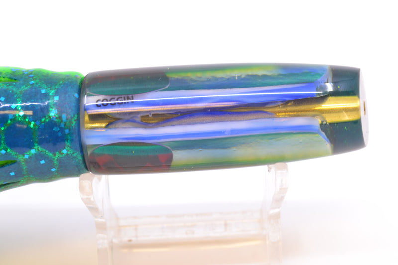 Coggin Lures Ice Blue Pearl Glass Blue-Yellow Back Malolo Flying Fish 7" 3oz Skirted