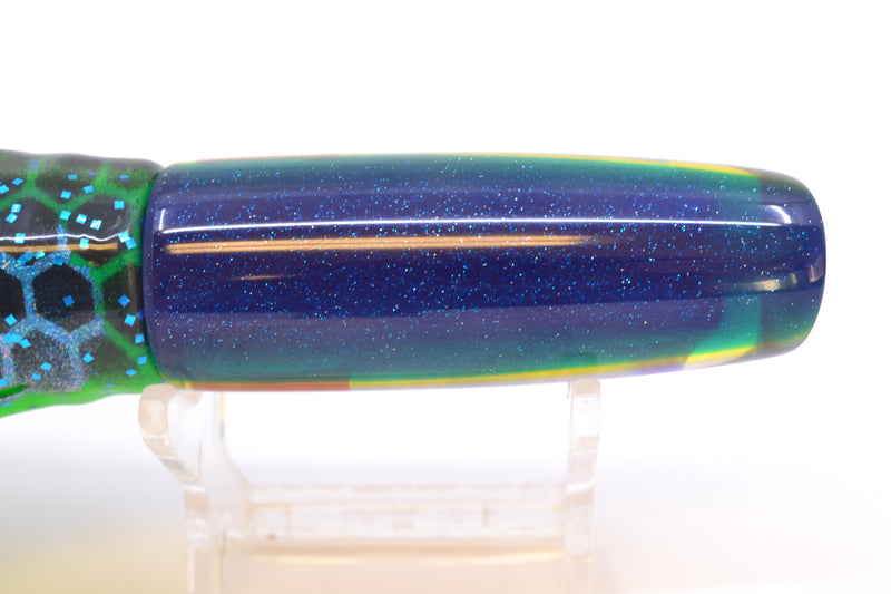 Coggin Lures Ice Blue Pearl Glass Blue-Yellow Back Malolo Flying Fish 7" 3oz Skirted
