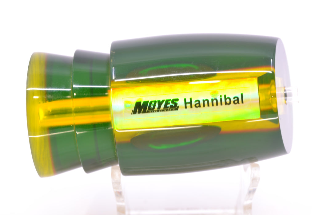 Moyes Lures Yellow MOP Green-Red Back Taxi Eyes Hannibal 14" 6oz