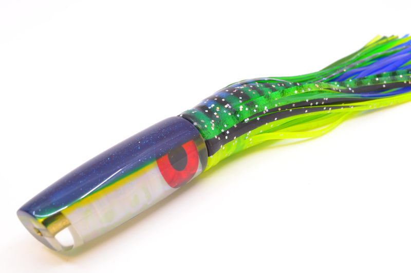 Coggin Lures White Pearl Glass Blue-Yellow Back Malolo Flying Fish 7" 3oz Skirted