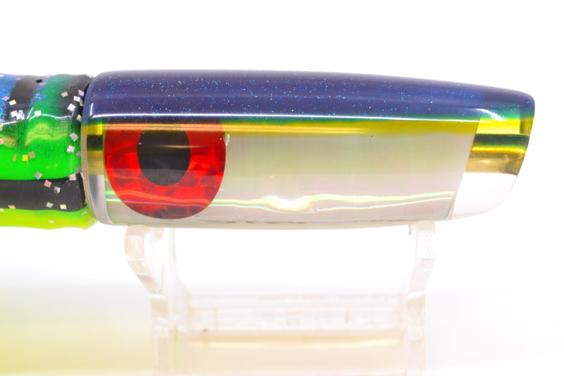 Coggin Lures White Pearl Glass Blue-Yellow Back Malolo Flying Fish 7" 3oz Skirted