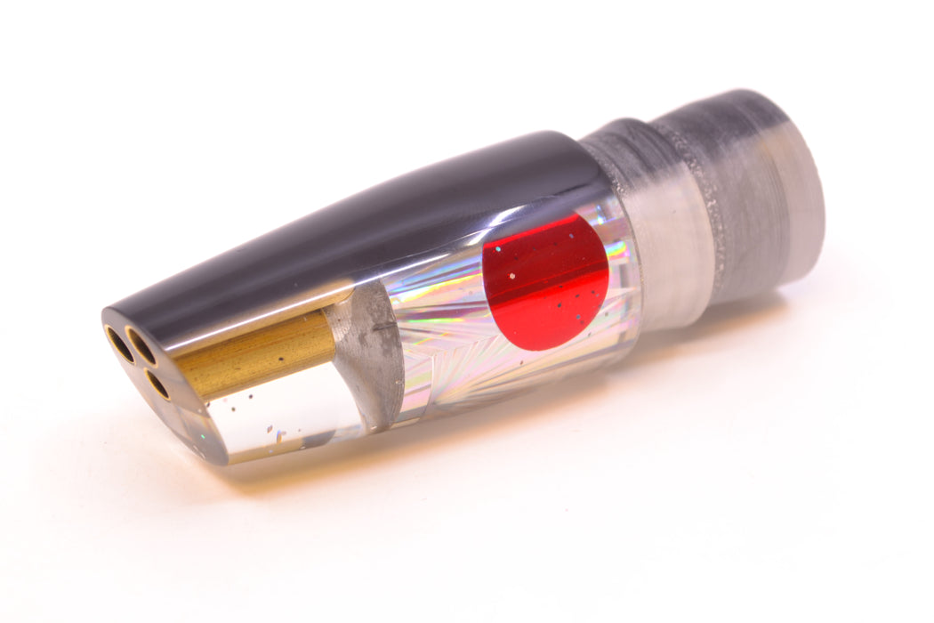 Tanigawa Lures Silver Rainbow Starburst Black Back Red Eyes 2-Hole Slant 7" 5oz GZE