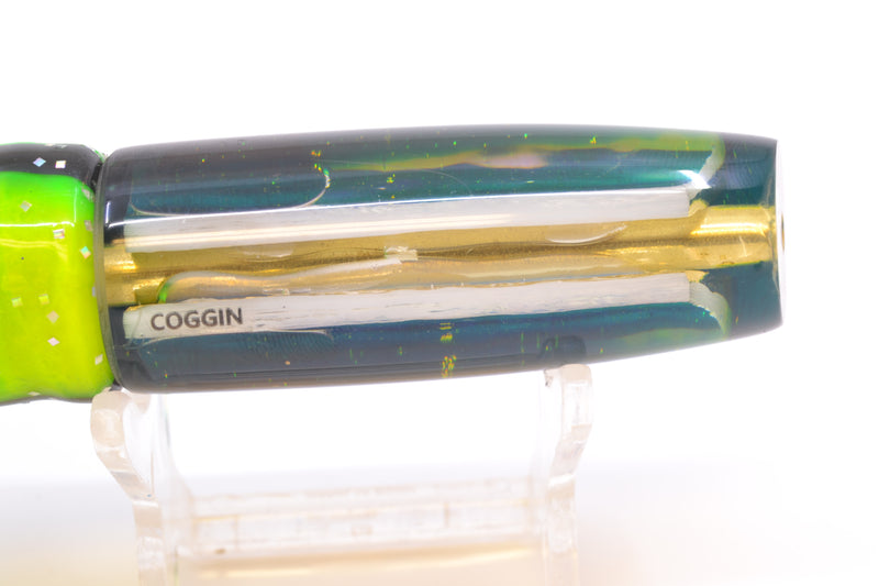 Coggin Lures White Pearl Glass Blue-Yellow Back Malolo Flying Fish 7" 3oz Skirted