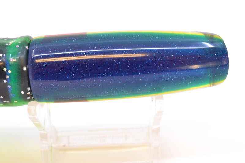 Coggin Lures White Pearl Glass Blue-Yellow Back Malolo Flying Fish 7" 3oz Skirted