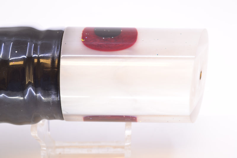 Tanigawa Lures White Pearl Black-Red Eyes Large Tube 14" 9.6oz Skirted White Aurora *CHIPPED*