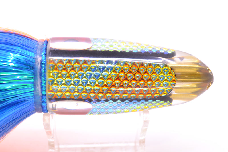 Coggin Lures Blue-Orange Dichro 4-Hole Bishops Bullet 12" 7.8oz Strobez Royal Blue-Orange
