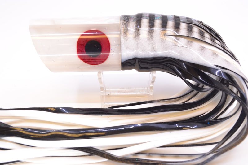 Tanigawa Lures White Pearl Black-Red Eyes Large Tube 14" 9.6oz Skirted White Aurora *CHIPPED*