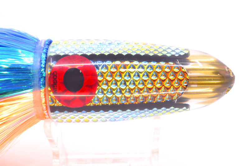 Coggin Lures Blue-Orange Dichro 4-Hole Bishops Bullet 12" 7.8oz Strobez Royal Blue-Orange