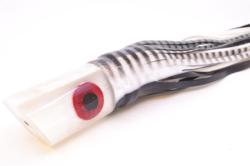 Tanigawa Lures White Pearl Black-Red Eyes Large Tube 14" 9.6oz Skirted White Aurora *CHIPPED*