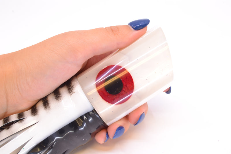 Tanigawa Lures White Pearl Black-Red Eyes Large Tube 14" 9.6oz Skirted White Aurora *CHIPPED*