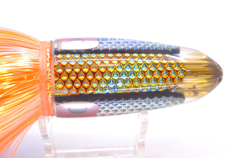 Coggin Lures Blue-Orange Dichro 4-Hole Bishops Bullet 12" 7.8oz Strobez Royal Blue-Orange