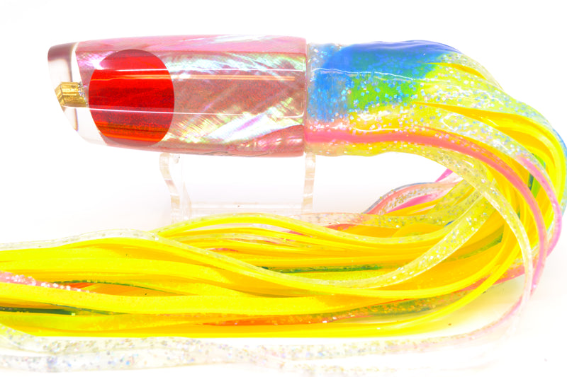 Koya Lures Pink MOP Red Eyes Small 614 10" 6oz Skirted Holo with Blue Bars/Chartreuse