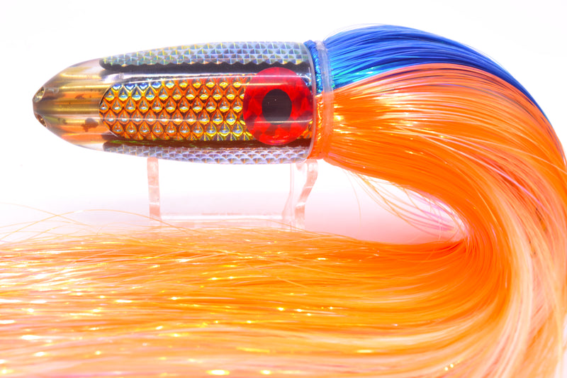 Coggin Lures Blue-Orange Dichro 4-Hole Bishops Bullet 12" 7.8oz Strobez Royal Blue-Orange