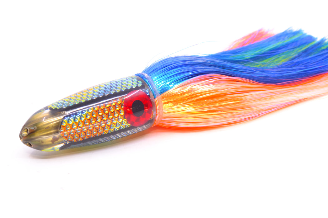 Coggin Lures Blue-Orange Dichro 4-Hole Bishops Bullet 12" 7.8oz Strobez Royal Blue-Orange