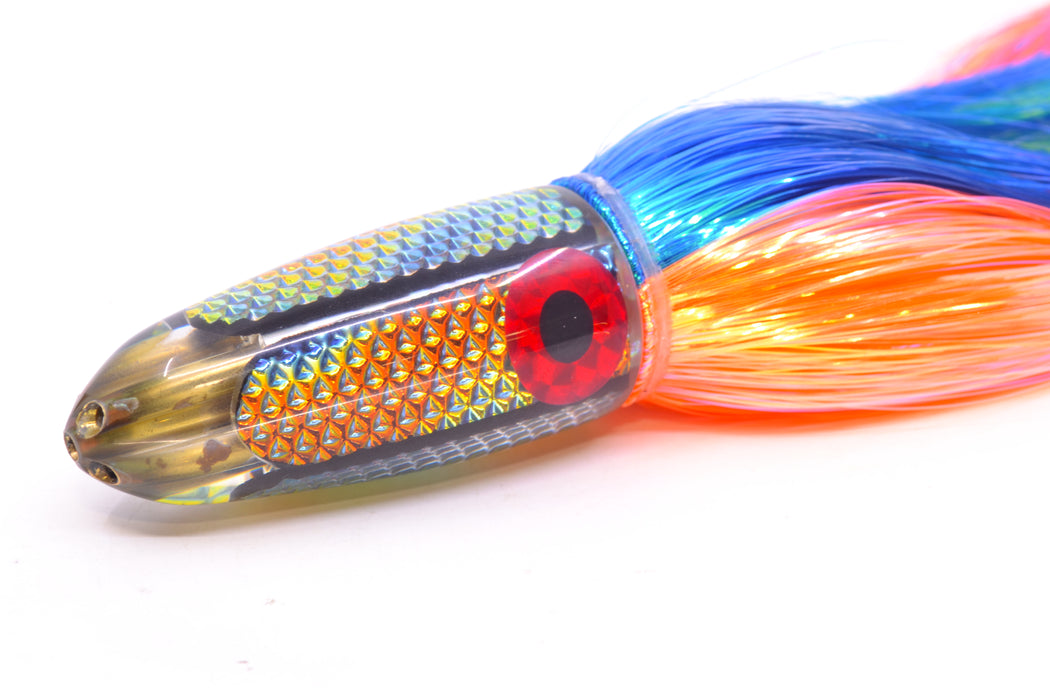 Coggin Lures Blue-Orange Dichro 4-Hole Bishops Bullet 12" 7.8oz Strobez Royal Blue-Orange