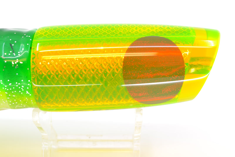 Koya Lures Chartreuse Rainbow Scale Red Eyes Small 614 10" 6oz Skirted Green-Clear
