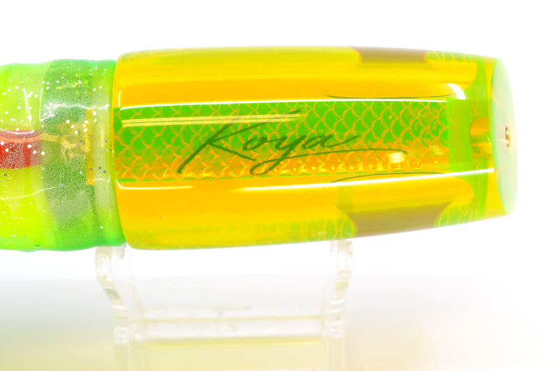 Koya Lures Chartreuse Rainbow Scale Red Eyes Small 614 10" 6oz Skirted Green-Clear