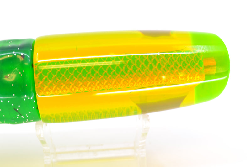 Koya Lures Chartreuse Rainbow Scale Red Eyes Small 614 10" 6oz Skirted Green-Clear