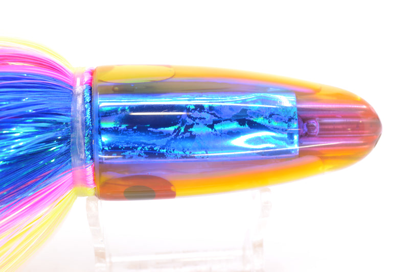 Coggin Lures White MOP Blue-Pink-Yellow Back 4-Hole Bishops Bullet 12" 7.8oz EZ Flash