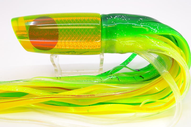 Koya Lures Chartreuse Rainbow Scale Red Eyes Small 614 10" 6oz Skirted Green-Clear