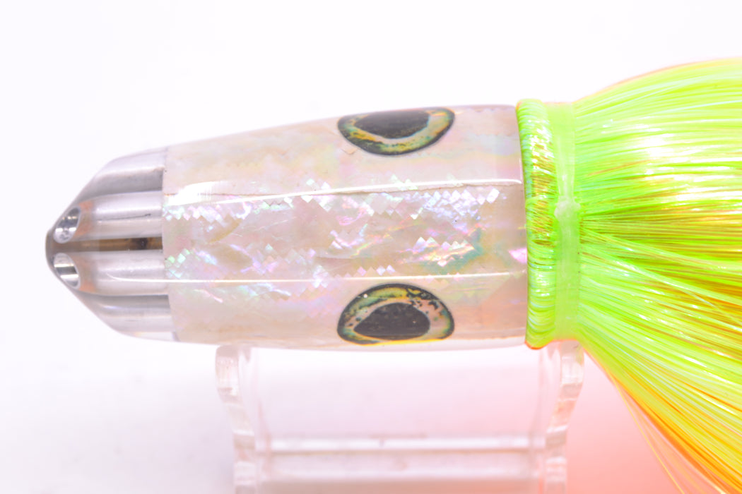 Ali'i Kai Lures White Awabi Six Shooter 9" 6oz Strobez Green-Orange/Chartreuse