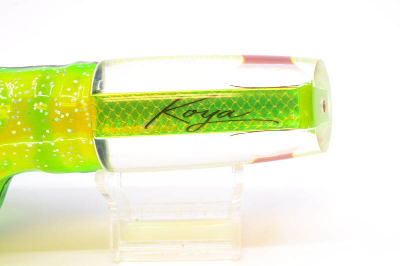 Koya Lures Lime Green Rainbow Scale Red Eyes Small 614 10" 6oz Skirted