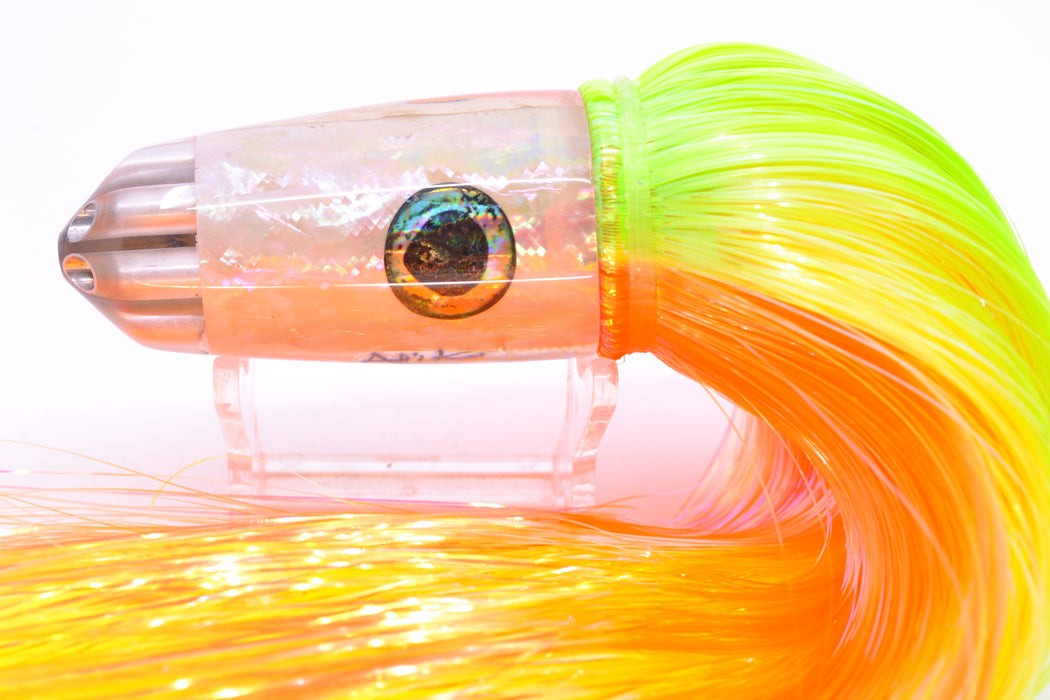 Ali'i Kai Lures White Awabi Six Shooter 9" 6oz Strobez Green-Orange/Chartreuse
