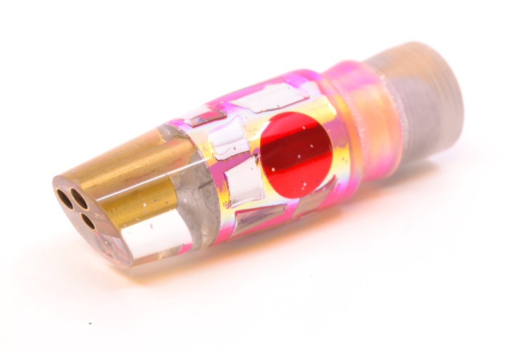 Tanigawa Lures Pink Rainbow Cracked Glass Red Eyes 2-Hole Slant 7" 5oz GZE