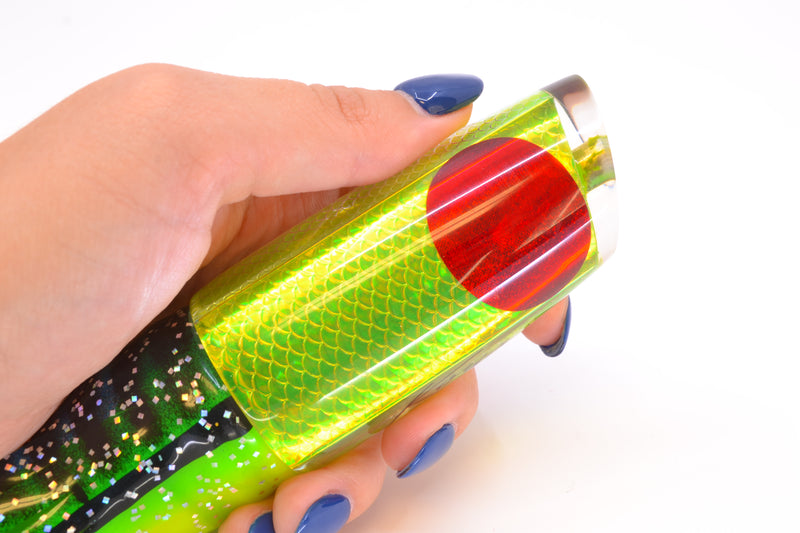 Koya Lures Lime Green Rainbow Scale Red Eyes Small 614 10" 6oz Skirted