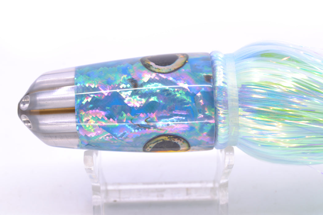 Ali'i Kai Lures Blue Awabi Six Shooter 9" 6oz Flashabou Ice Blue/Fluorescent Yellow