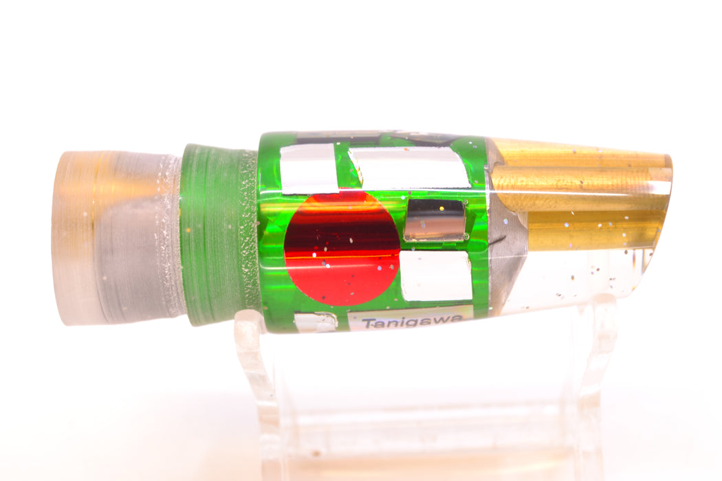 Tanigawa Lures Green Rainbow Flake Cracked Glass Red Eyes 2-Hole Slant 7" 5oz GZE
