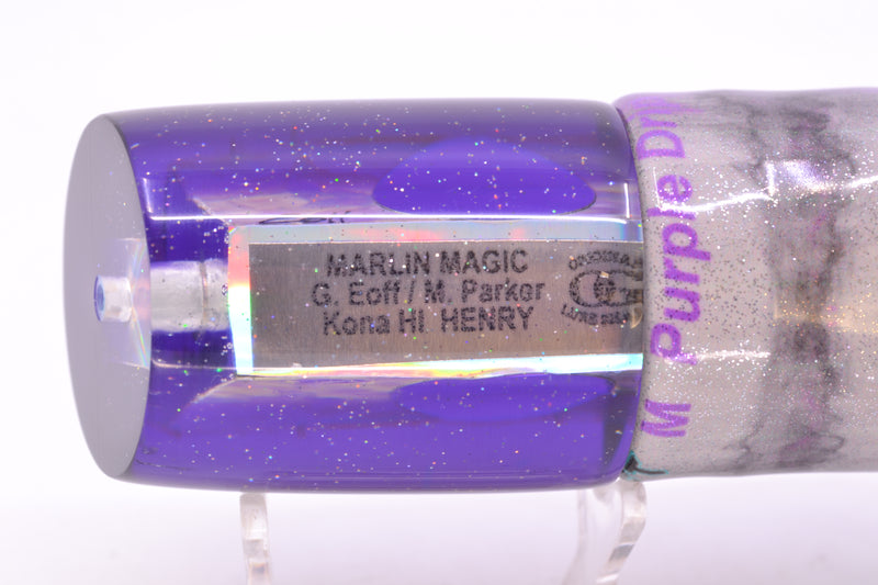 Marlin Magic Lures White Awabi Purple Back Taxi Eyes Henry 12" 9.8oz FT Vinyl Purple Drip