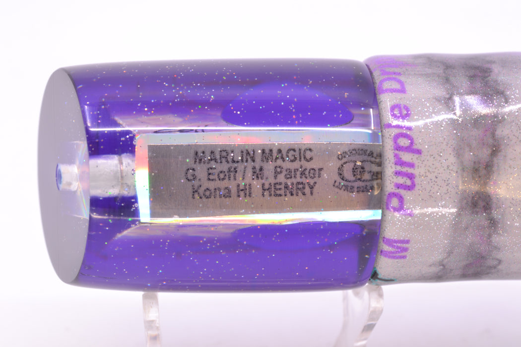Marlin Magic Lures White Awabi Purple Back Taxi Eyes Henry 12" 9.8oz FT Vinyl Purple Drip