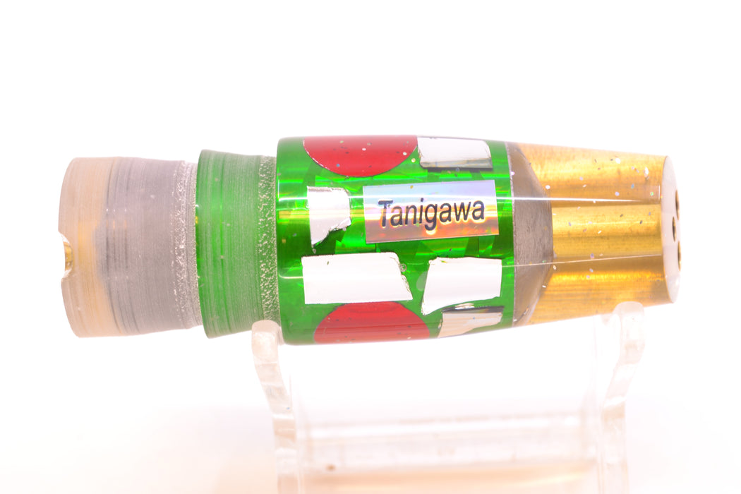 Tanigawa Lures Green Rainbow Flake Cracked Glass Red Eyes 2-Hole Slant 7" 5oz GZE