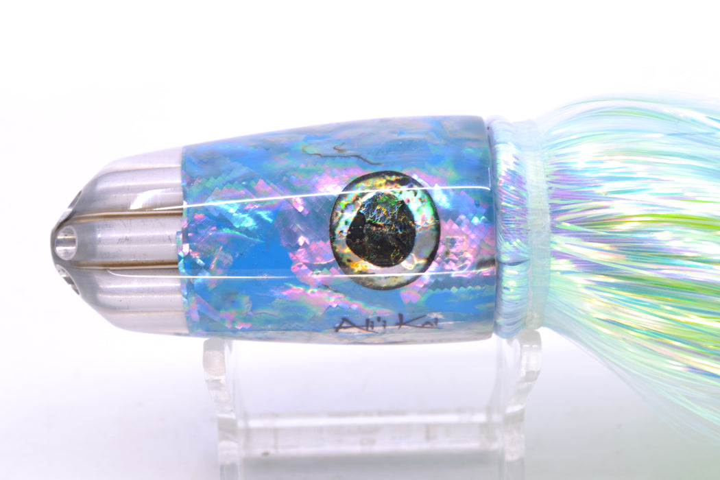 Ali'i Kai Lures Blue Awabi Six Shooter 9" 6oz Flashabou Ice Blue/Fluorescent Yellow