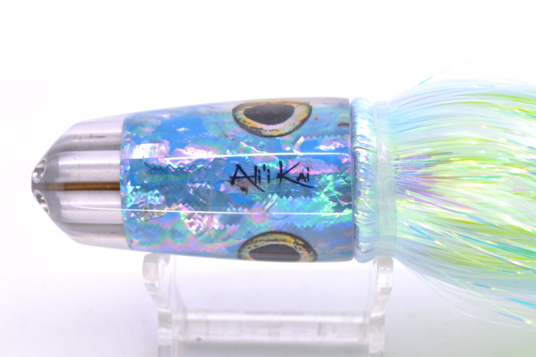 Ali'i Kai Lures Blue Awabi Six Shooter 9" 6oz Flashabou Ice Blue/Fluorescent Yellow